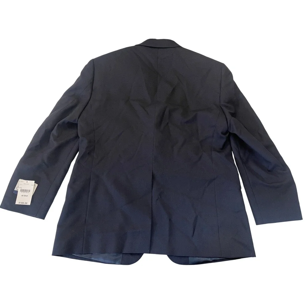 NWT Stafford Ease Mens Navy Blue Wool Blend Stretch Blazer Jacket 40 Short NEW